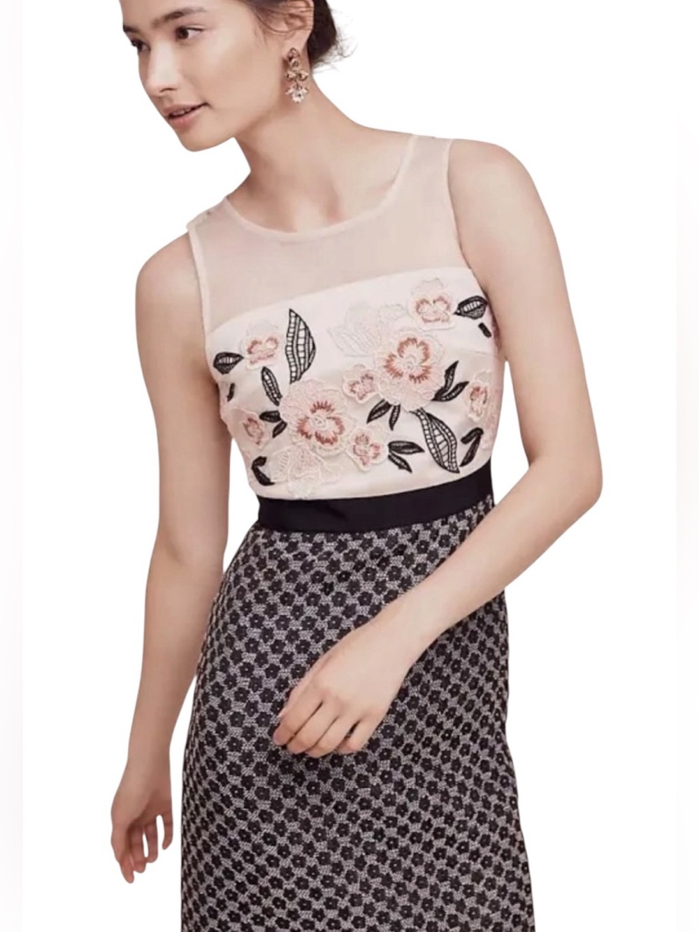 MOULINETTE SOEURS by Anthropologie sleeveless floral embroidered dress size 6